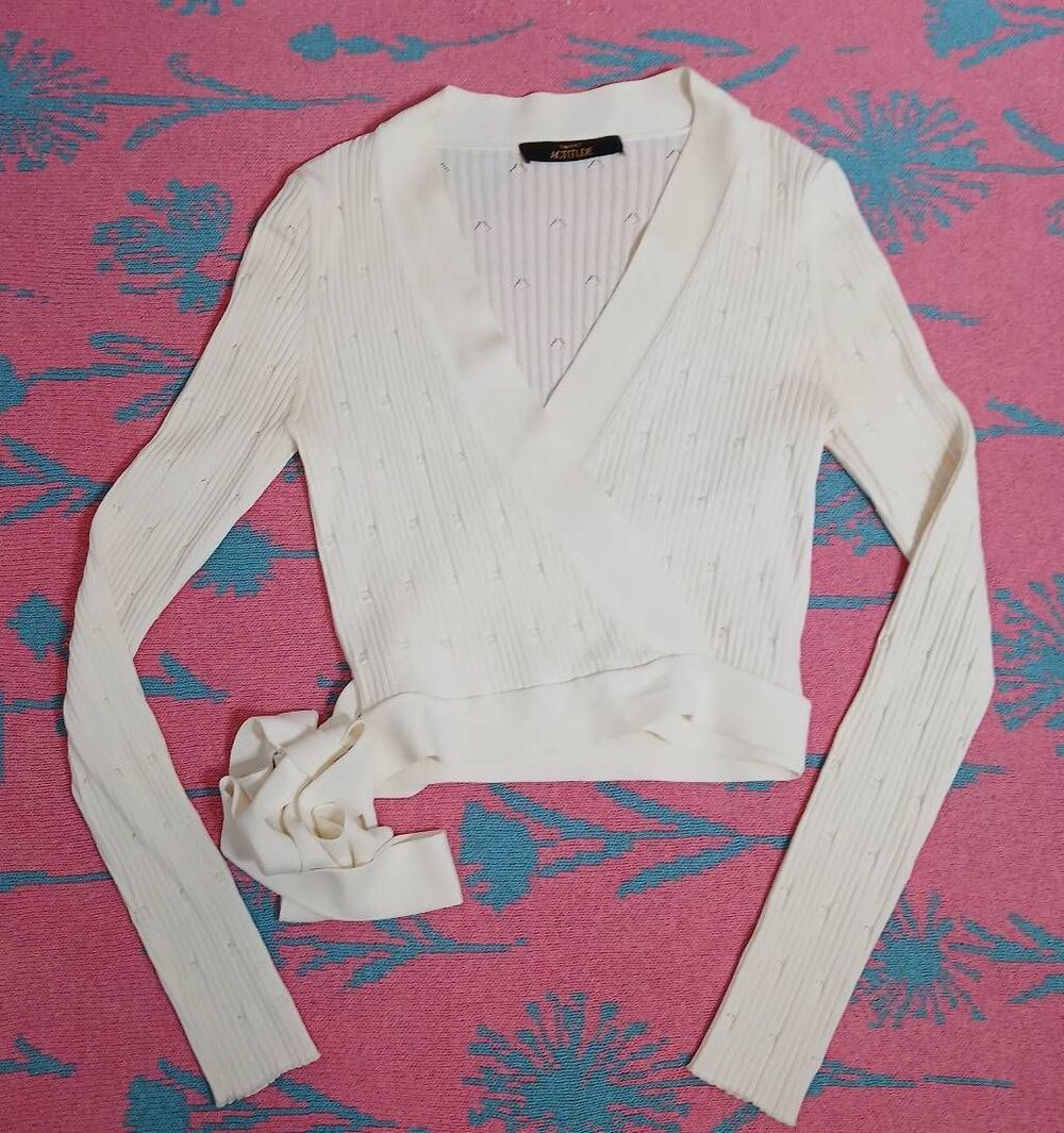 Twinset actitude womens small cream viscose sweater wrap tie